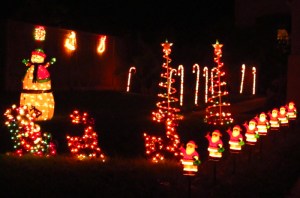 Christmas lights - snowman, Santa sleigh
