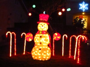 Wordpress weekly photo challenge: Let there be light - Snowman Christmas lights
