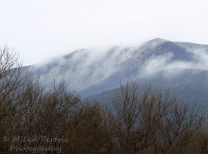 Rain clouds crawling over the hills in San Diego
