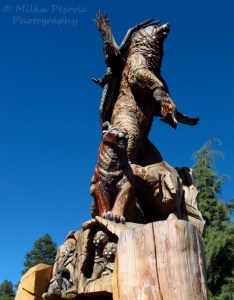 Travel theme: Sculpture - town monument in Idyllwild, California
