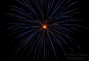 Blue and yellow fireworks