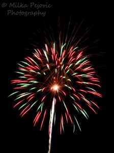 Red and green fireworks