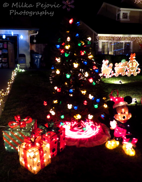 Mickey Mouse Christmas light decorations and tree