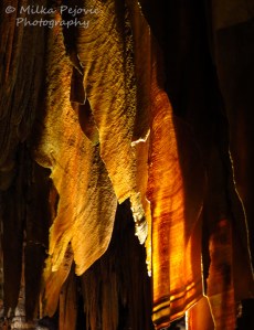 Luray caverns - stalactites with orange backlight